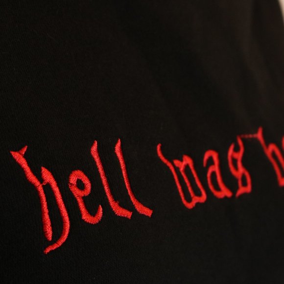 Embroidered "hell was boring" Cropped Hooodie - Picture 5 of 9